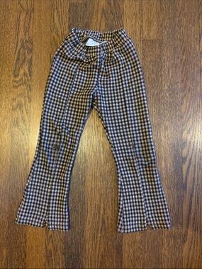 Zara Brown and Black Gingham Flare Kids Pants